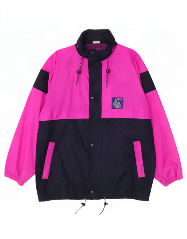 veste de pluie à capuche vintage pour hommes UK 42 XL Pink Colourblock Polyamide