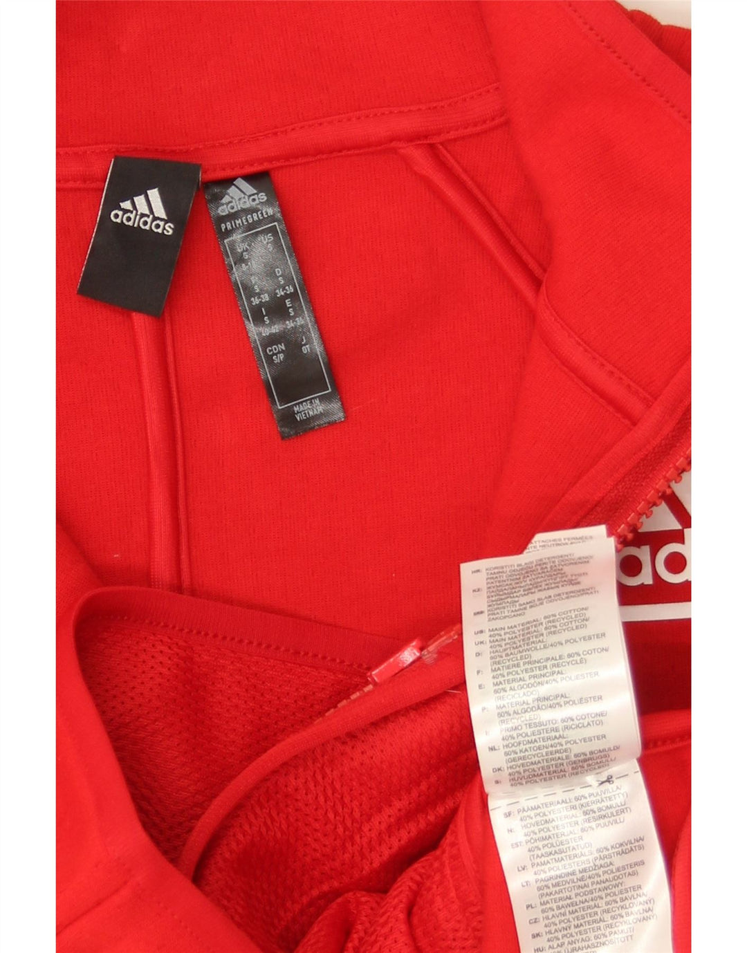 ADIDAS Veste de survêtement surdimensionnée pour femme UK 8/10 Petit coton rouge