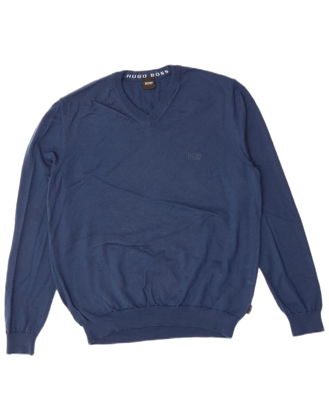 HUGO BOSS Homme Pull Col V XL Bleu Marine Laine