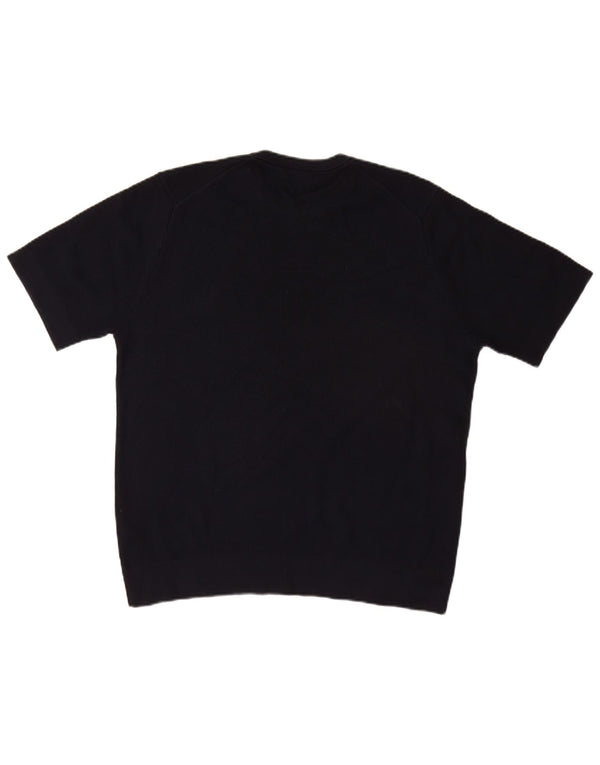 Massimo Dutti Pull à manches courtes et col rond pour homme Bleu marine Taille L