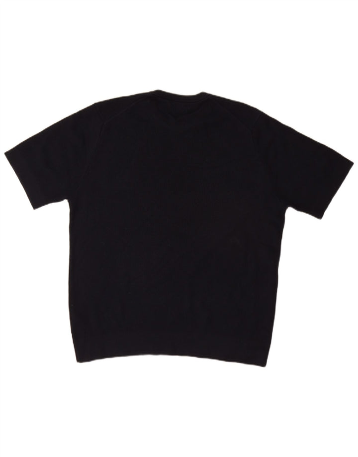 Massimo Dutti Pull à manches courtes et col rond pour homme Bleu marine Taille L