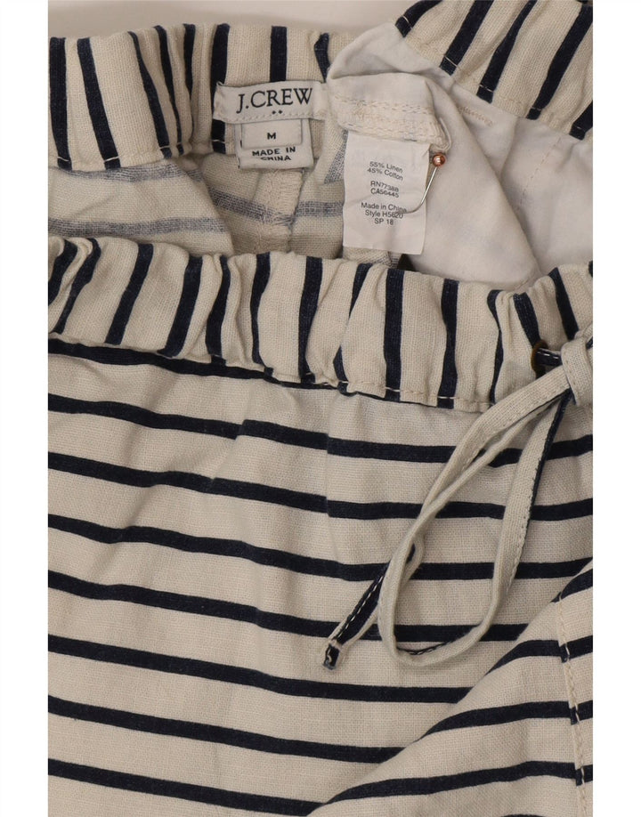 J. CREW Pantalon chaud pour femme Medium W30 Lin rayé blanc cassé