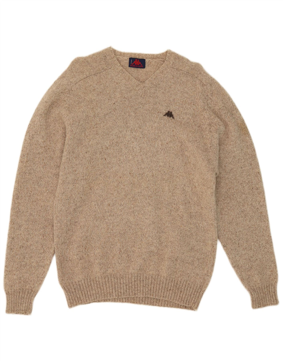 Kappa Pull col V pour homme en laine mouchetée Beige Large