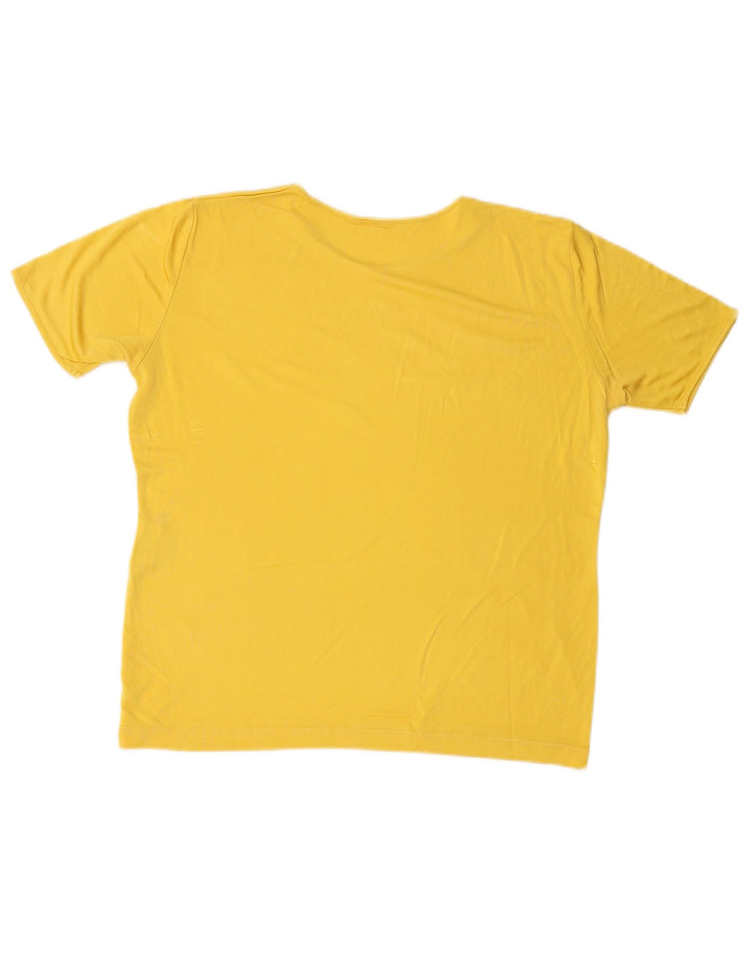 VINTAGE T-Shirt Femme Top UK 16 Grande Soie Jaune
