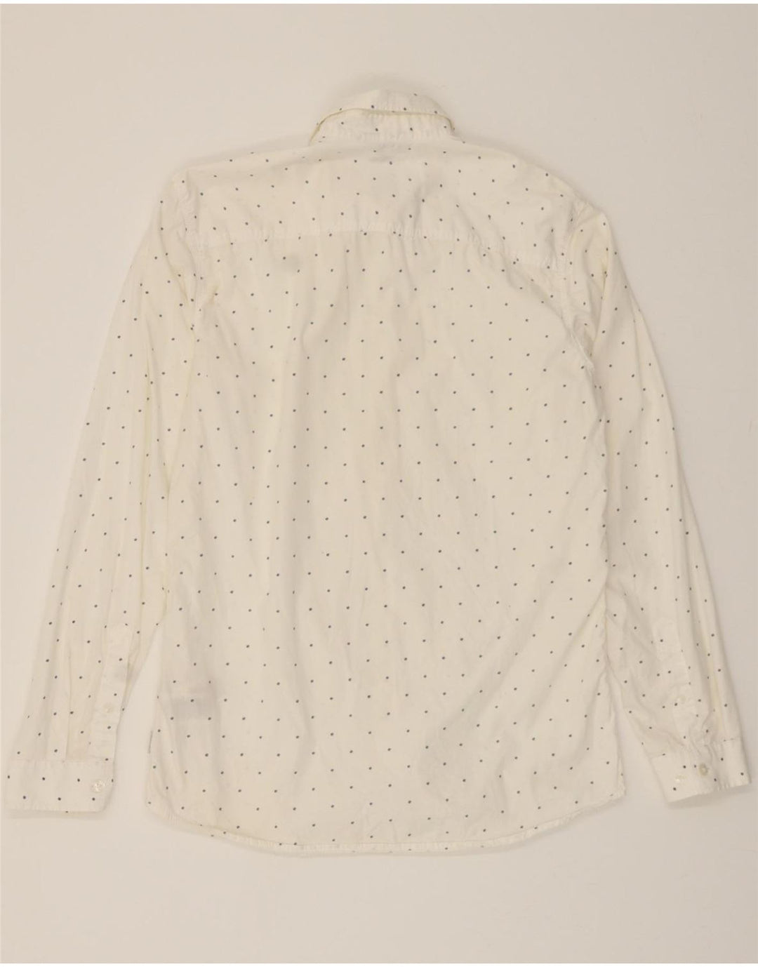 JACK & JONES Mens Slim Fit Shirt Medium White Spotted Cotton Vintage Jack & Jones and Second-Hand Jack & Jones from Messina Hembry 
