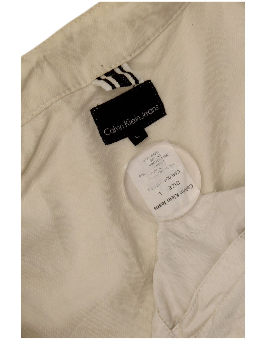 Calvin Klein Jeans Veste utilitaire pour femme UK 16 Large Off White Cotton