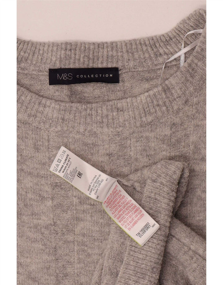 Marks & Spencer Pull surdimensionné à col bateau pour femme UK 10 Petit Gris