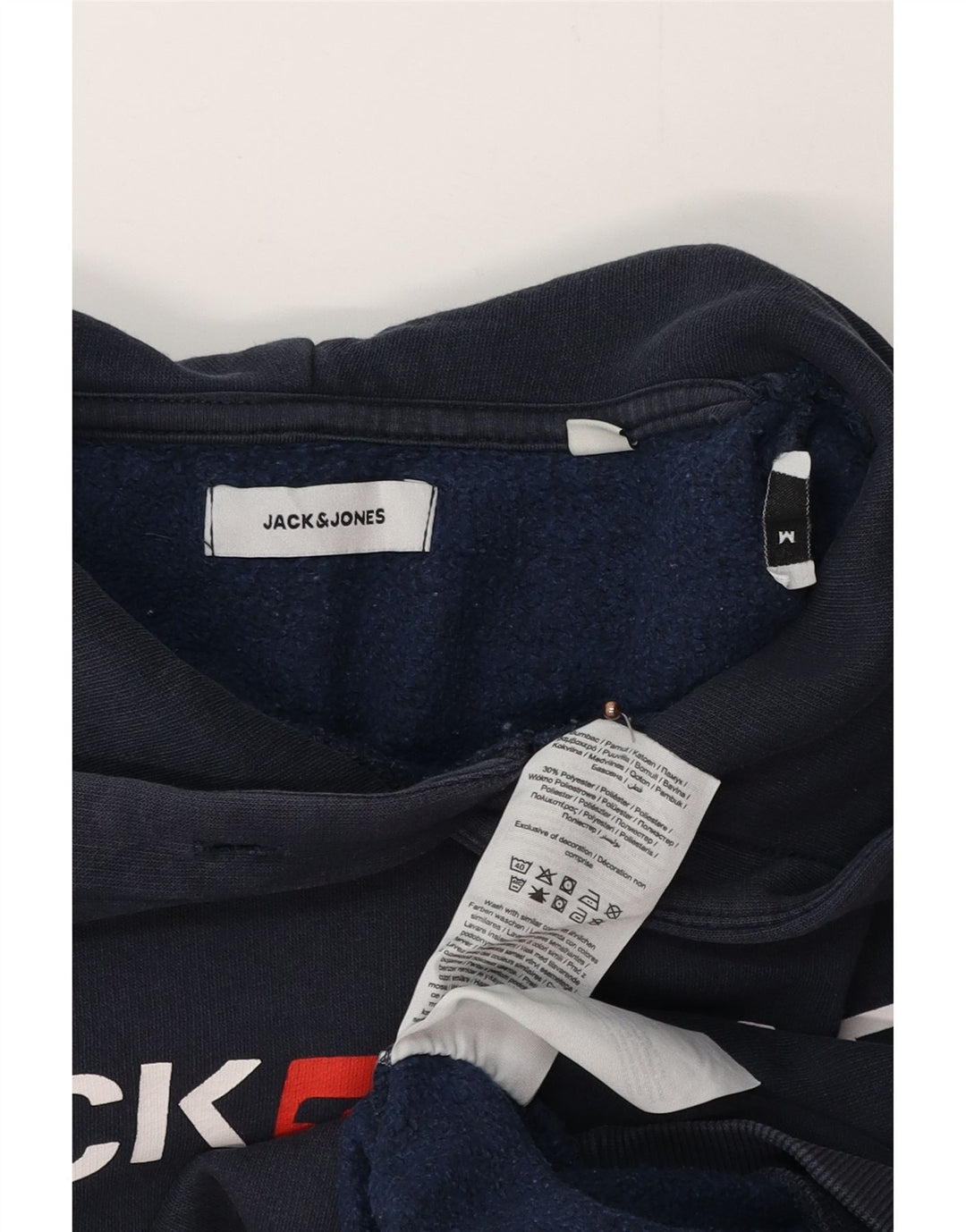 JACK & JONES Pull à Capuche Graphique Homme Bleu Marine Moyen Coton