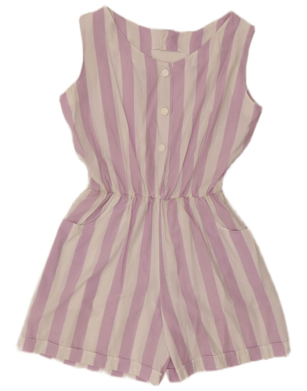 vintage Womens Playsuit UK 16 Grand Violet Rayé