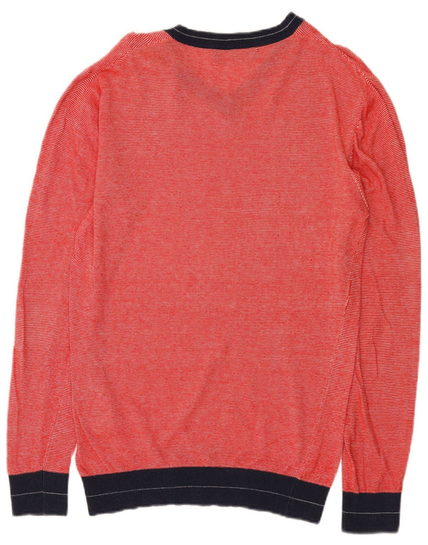 Zara Pull col V pour homme en viscose color block Rouge Large