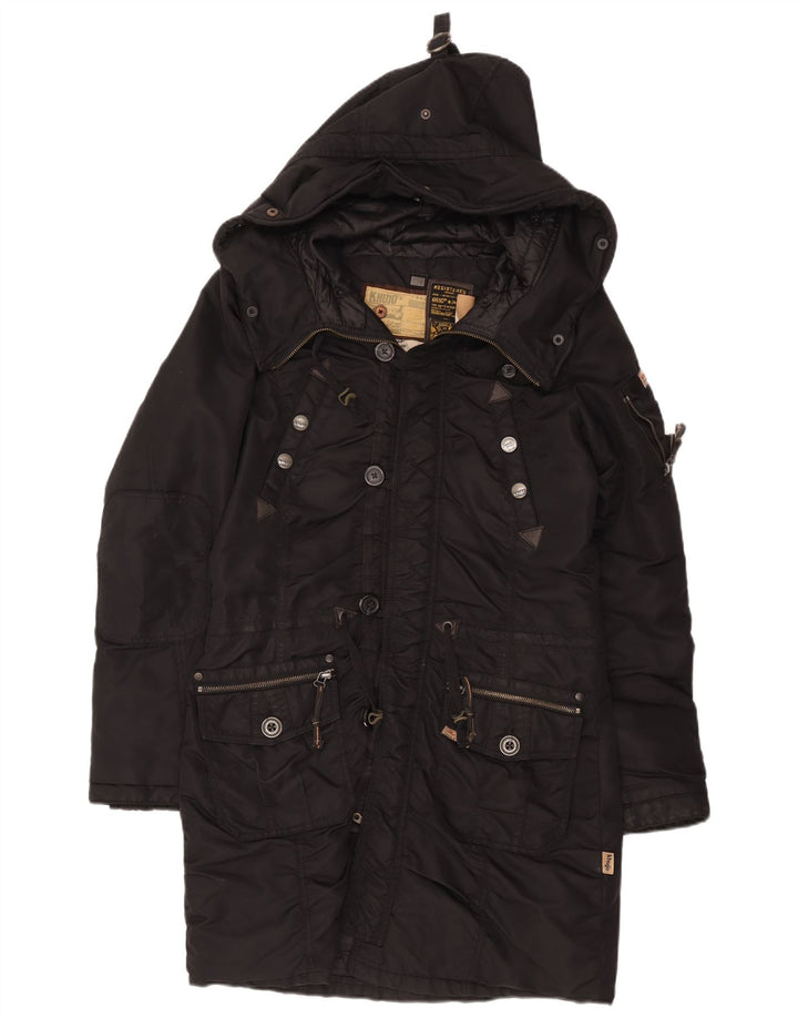KHUJO Manteau rembourré à capuche pour femme UK 44 Large Noir Polyester
