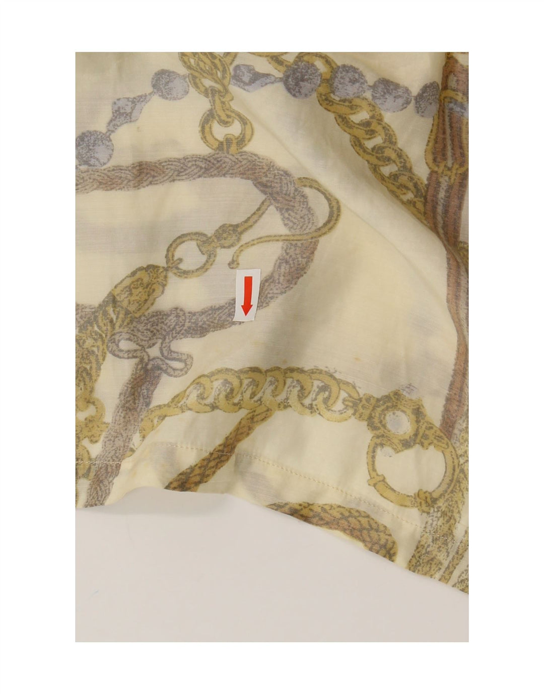 VINTAGE Femme Motif Abstrait Blouse Top UK 16 Grand Acrylique Beige