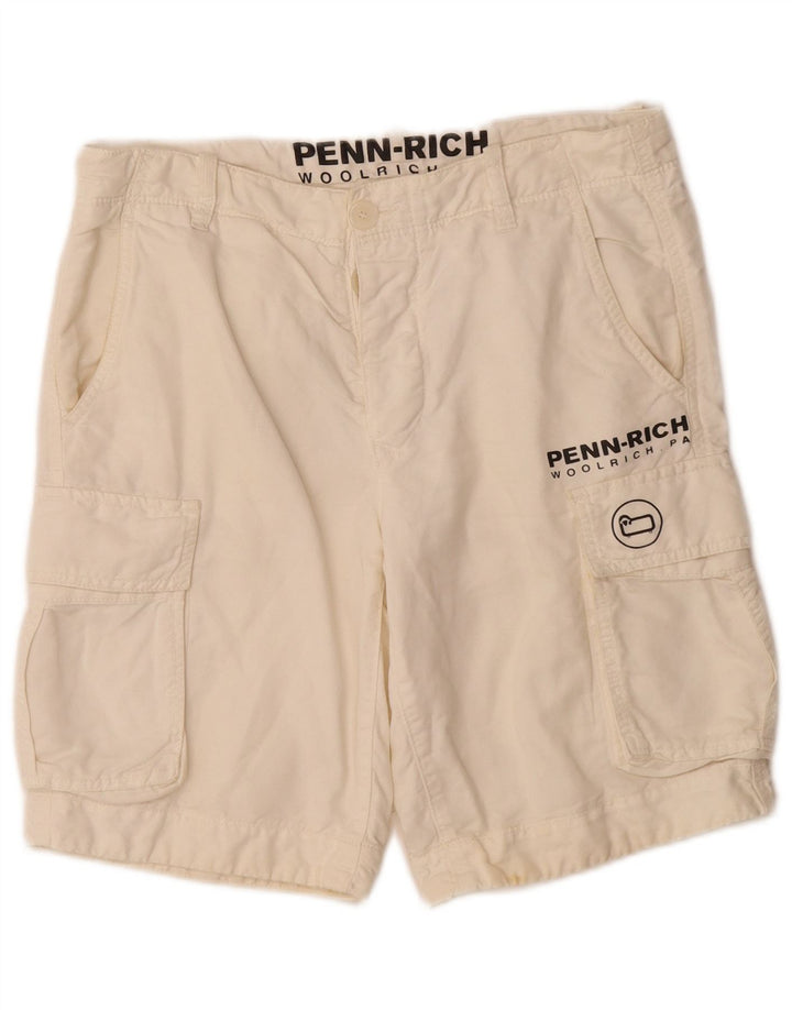 Woolrich Short Cargo Penn-Rich Graphic Homme Petit W29 Lin Blanc Cassé