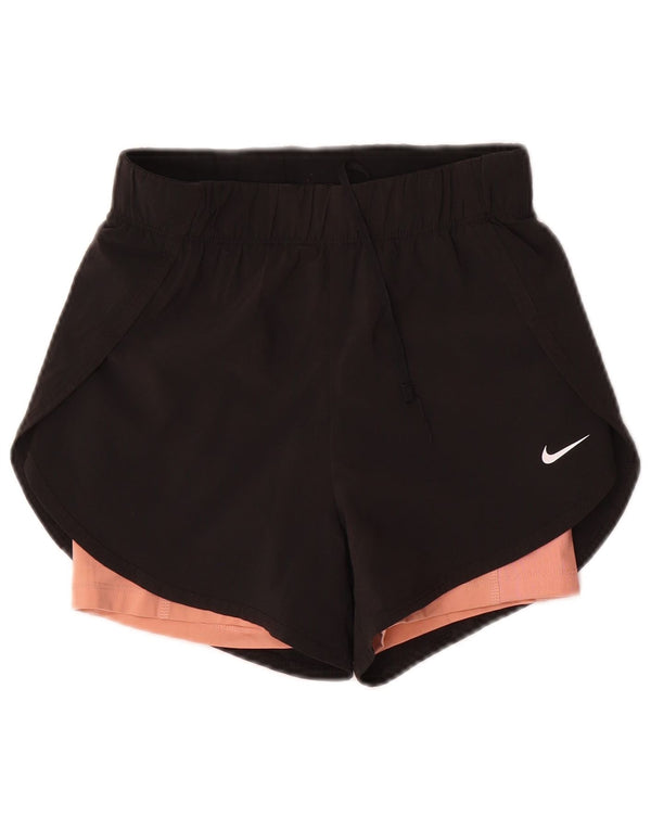 Nike Short de sport Dri Fit pour femme UK 4 XS Noir Polyester