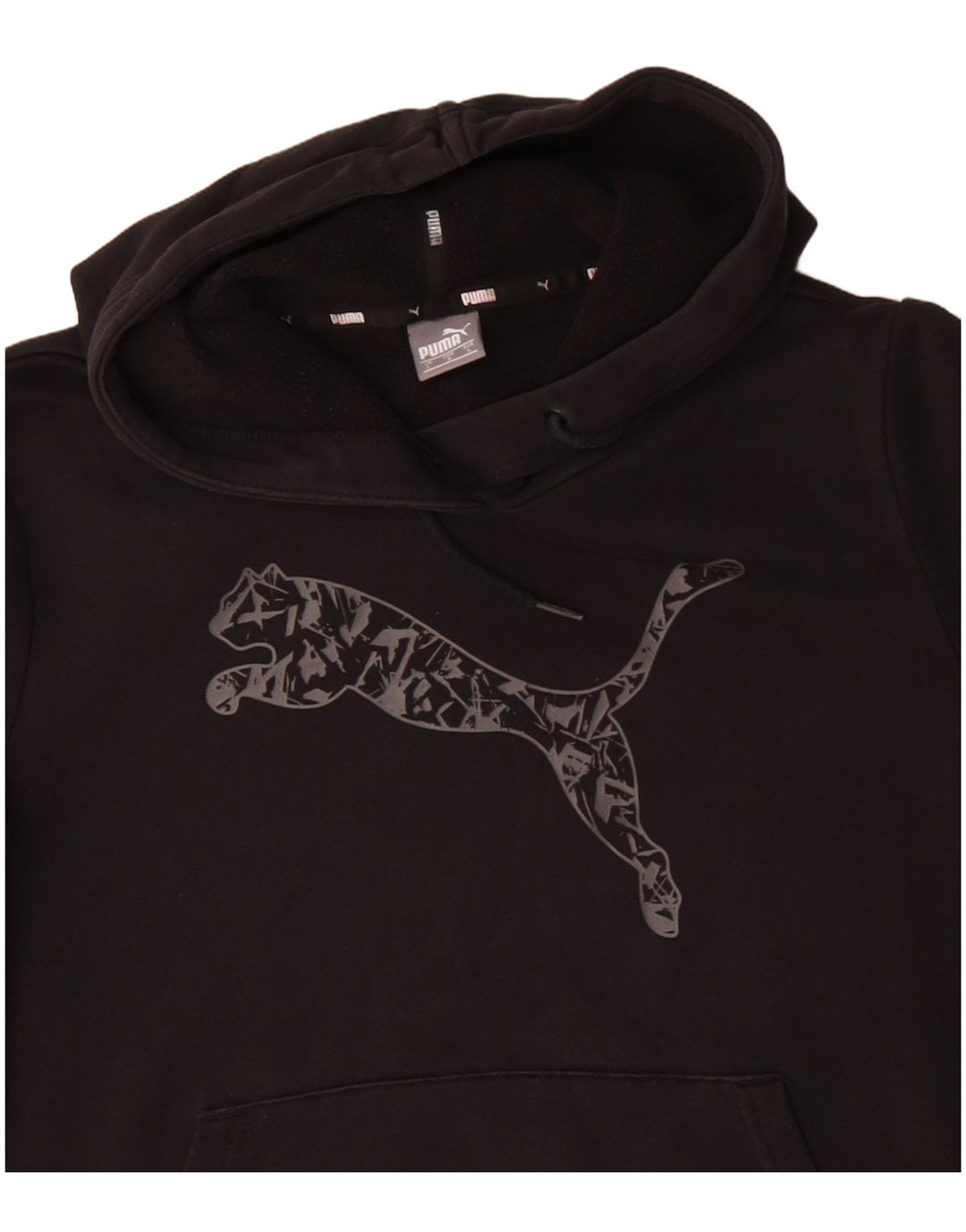 PUMA Pull à capuche graphique pour femme UK 16 Large Noir Coton