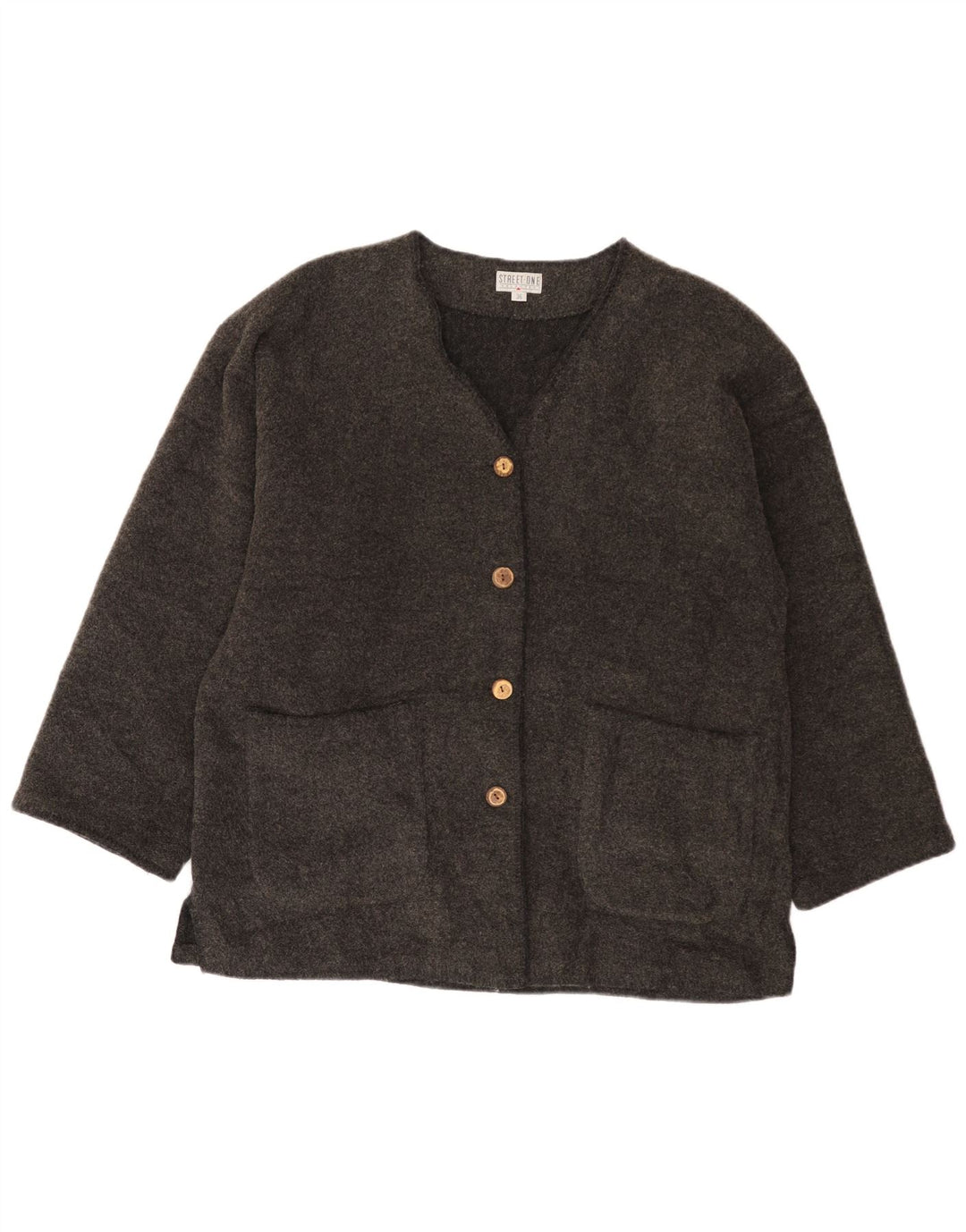 Street One Veste blazer surdimensionnée à 4 boutons pour femme EU 36 Petite laine grise