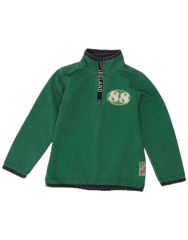 Fat Face Boys Ireland Graphic Sweat-shirt à col zippé 7-8 ans Vert