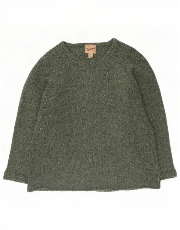 Woolrich Pull surdimensionné à col en V pour femme UK 18 XL Vert moucheté