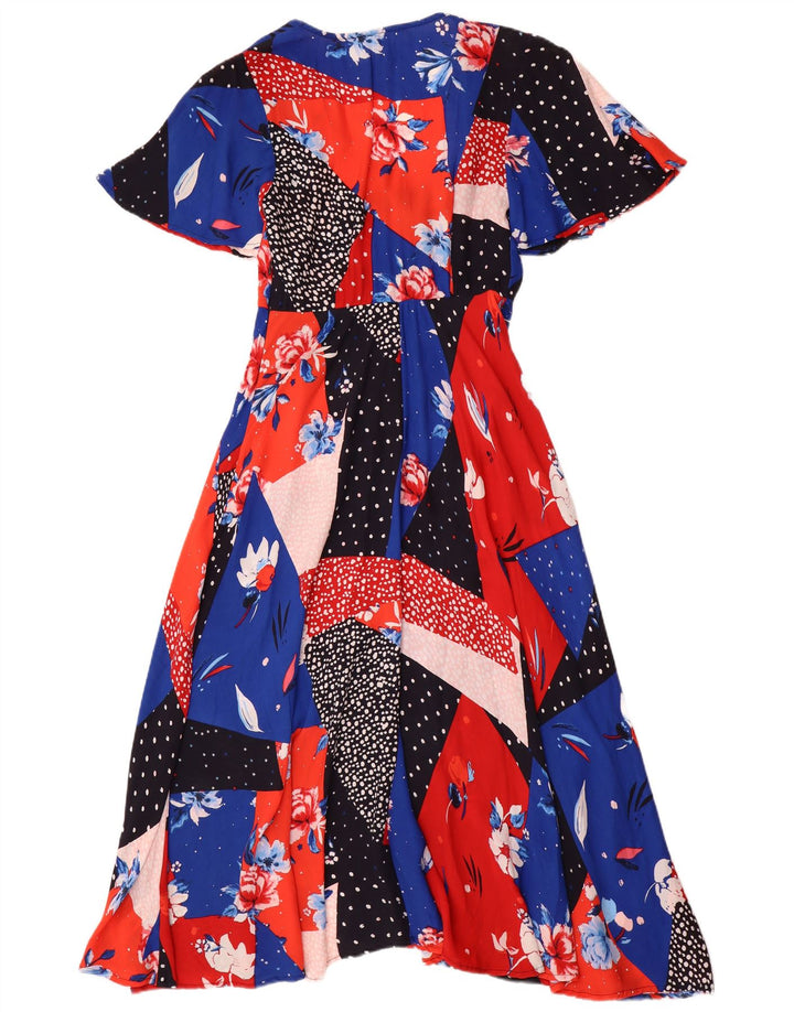 Monsoon Robe Maxi Femme UK 8 Petit Viscose Patchwork Multicolore