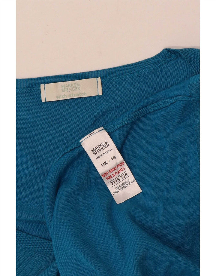 Marks & Spencer Haut stretch à manches longues pour femme UK 44 Bleu moyen Viscose