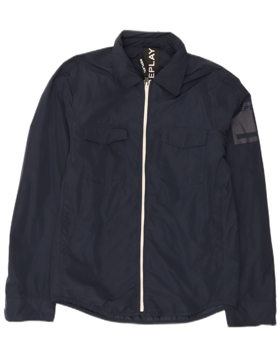 Replay Veste de pluie graphique pour homme UK 36 Small Bleu marine Polyester