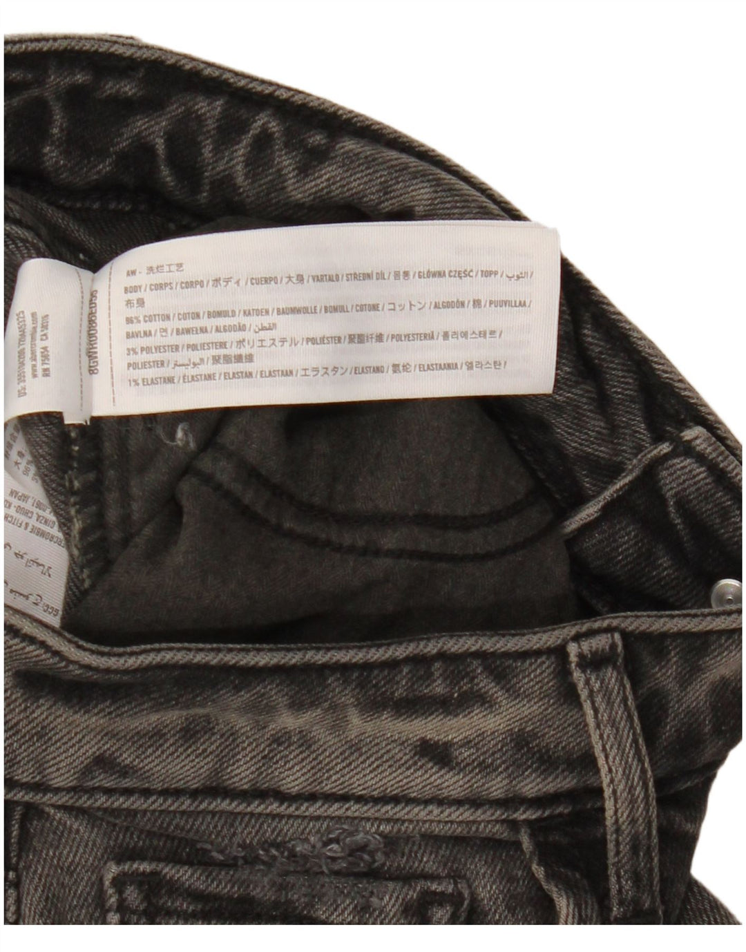 HOLLISTER Jean droit taille haute effet vieilli W25 L27 coton noir