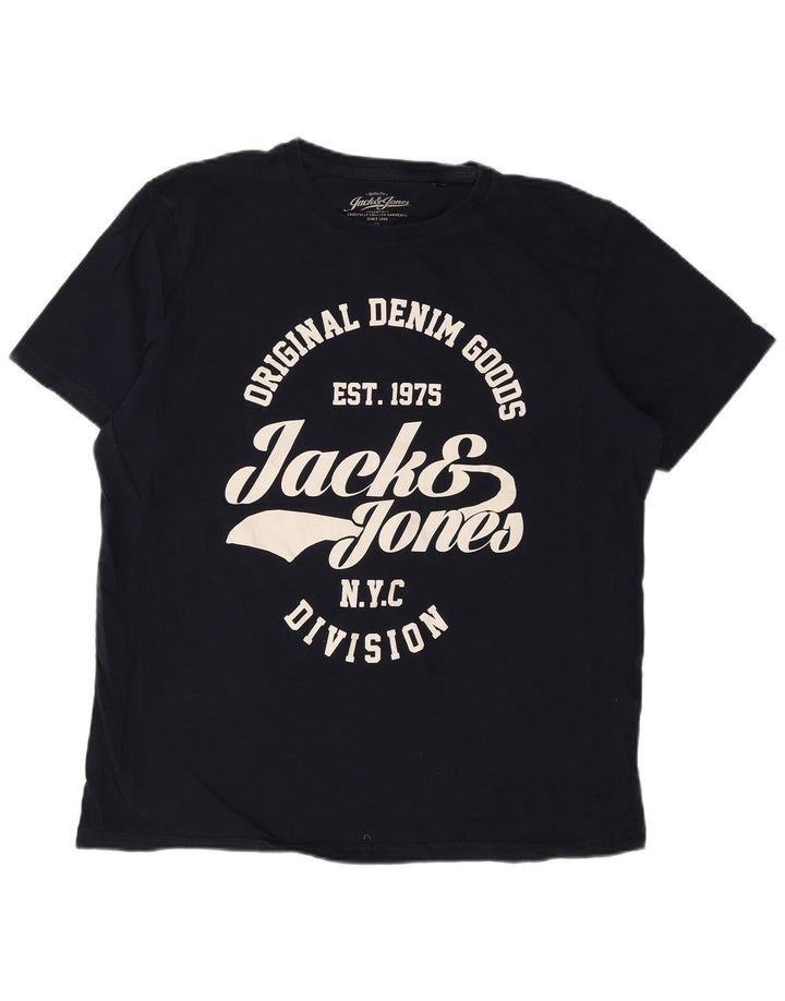 Jack & Jones T-Shirt Graphique Homme 2XL Bleu Marine