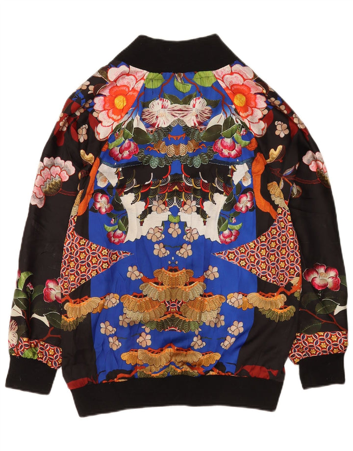 Zara Womens Oversize Bomber Jacket UK 10 Petit Floral Multicolore