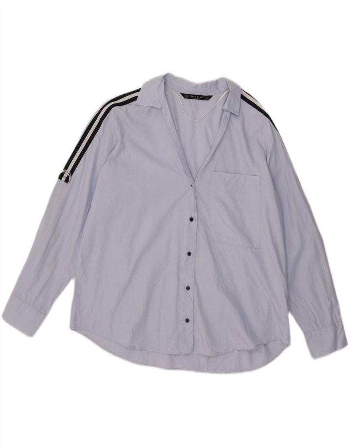 Zara Femme Chemise Oversize UK 6 XS Bleu Coton