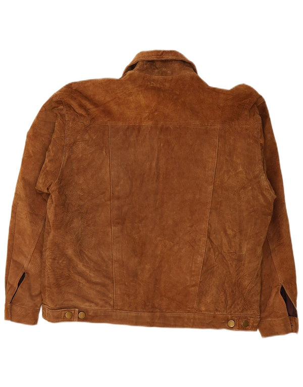 Vintage Womens Suede Jacket UK 16 Large Brown