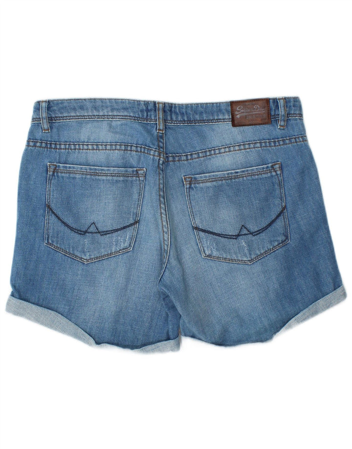 Superdry Short En Jean Déchiré W30 Femme Bleu Moyen Coton