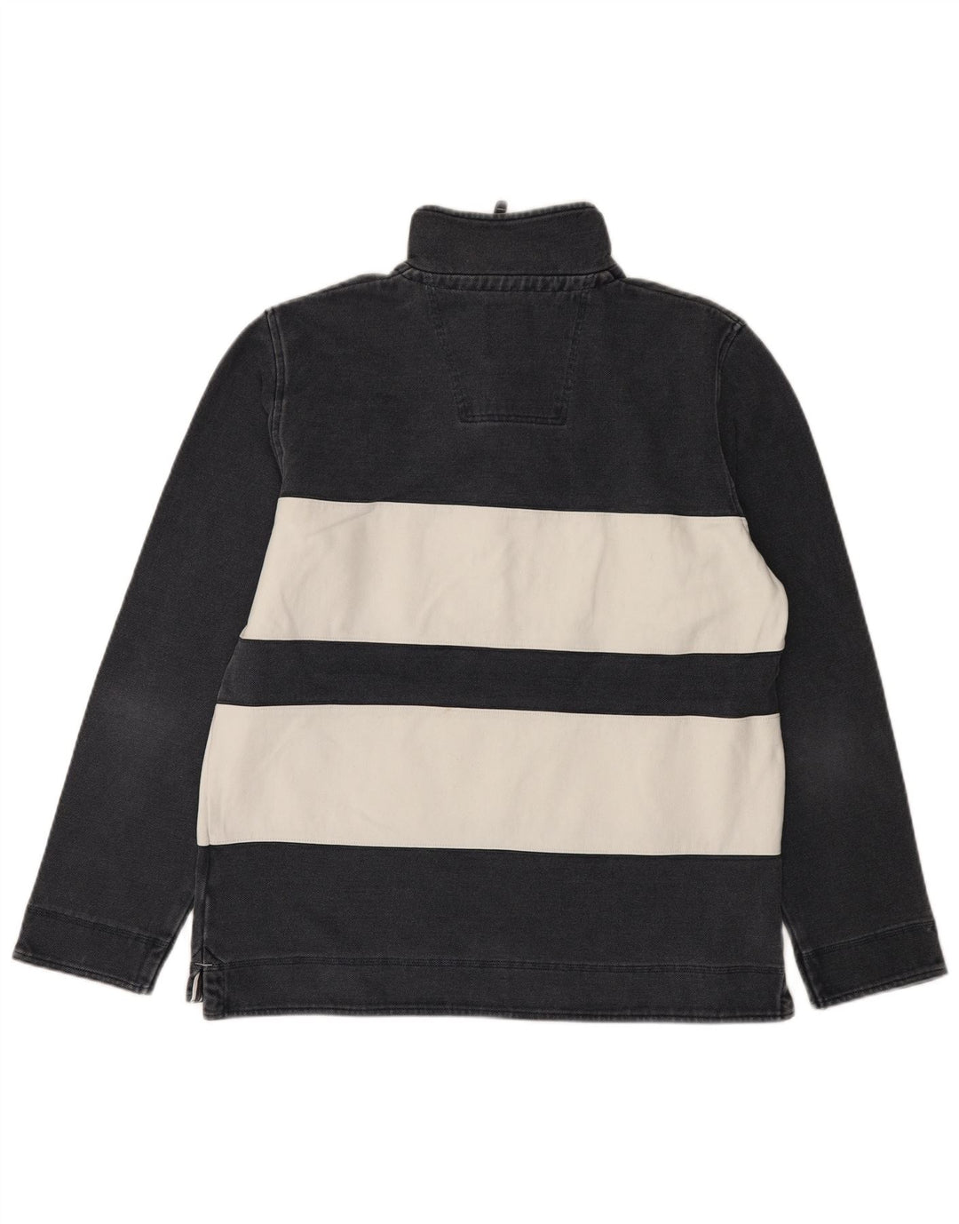 Crew Clothing Sweat-shirt à col zippé pour homme Rayé bleu marine moyen