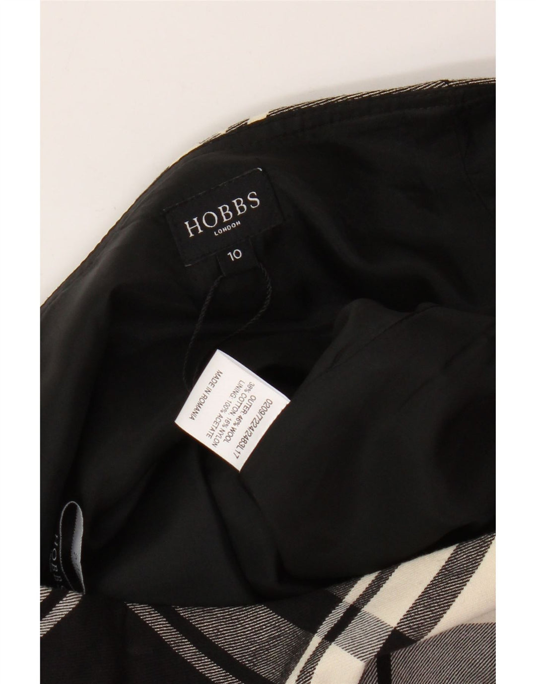 Hobbs Mini jupe femme UK 10 Small W28 laine à carreaux gris
