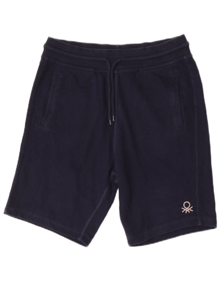 Benetton Short de Sport Homme Bleu Marine Moyen Coton