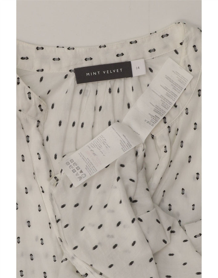 MINT VELVET Chemisier graphique pour femme UK 14 Grand coton floral blanc