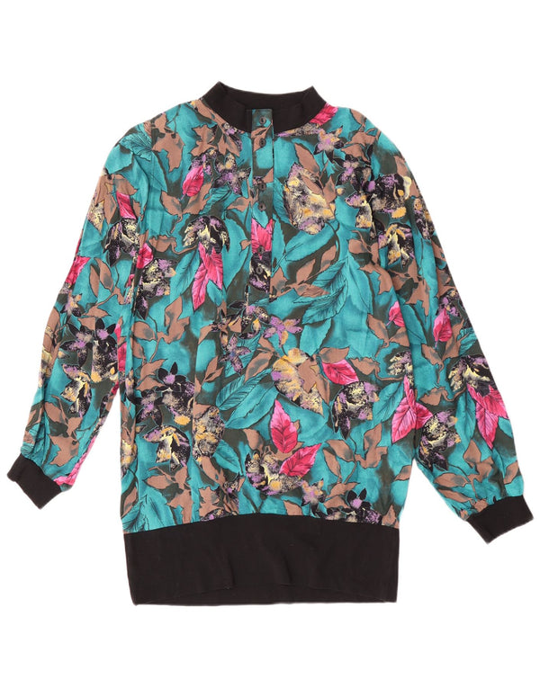 vintage Femme Manches Longues Blouse Top IT 42 Moyen Multicolore Floral