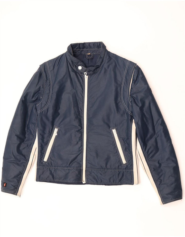Veste Bomber Homme Vintage IT 52 XL Bleu Marine Colourblock