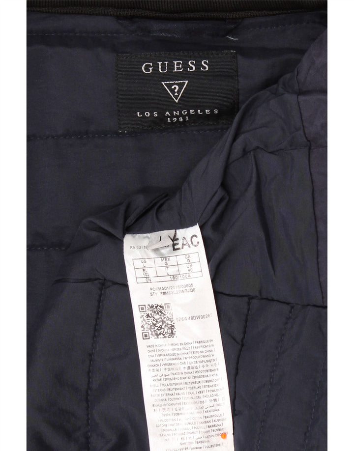Guess Veste matelassée pour homme UK 40 Large Bleu marine Coton