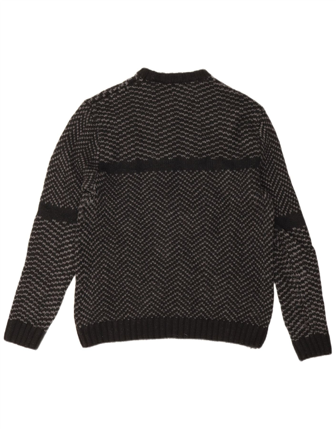Zara Pull ras du cou pour homme en nylon à chevrons noirs