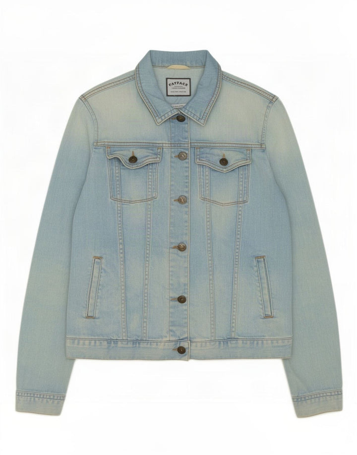 Fat Face Veste en jean pour femme UK 12 Bleu moyen Coton
