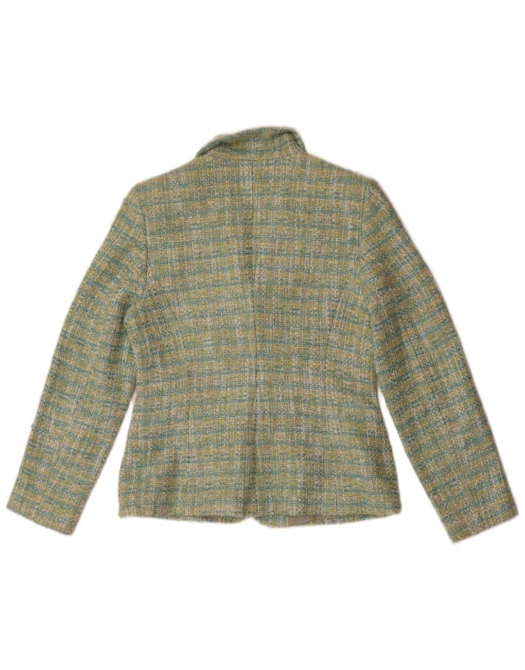 vintage Femme 3 Bouton Blazer Veste IT 40 Petit Vert Check Polyester