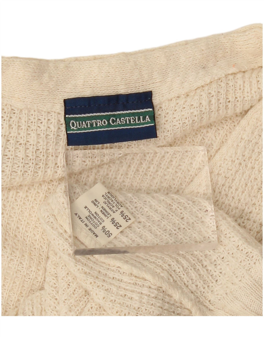Quattro Castella Cardigan Homme Pull Large Beige Coton