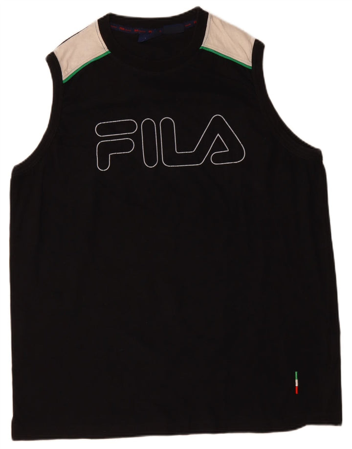 FILA Débardeur Graphique Homme XL Noir Colorblock Coton