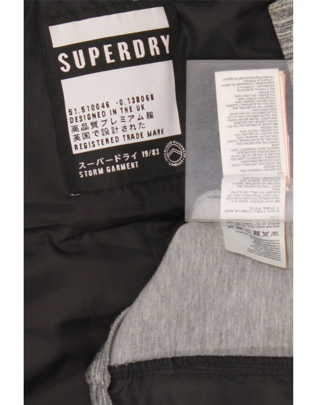 SUPERDRY Veste matelassée à capuche pour femme UK 12 Gris moyen Colourblock