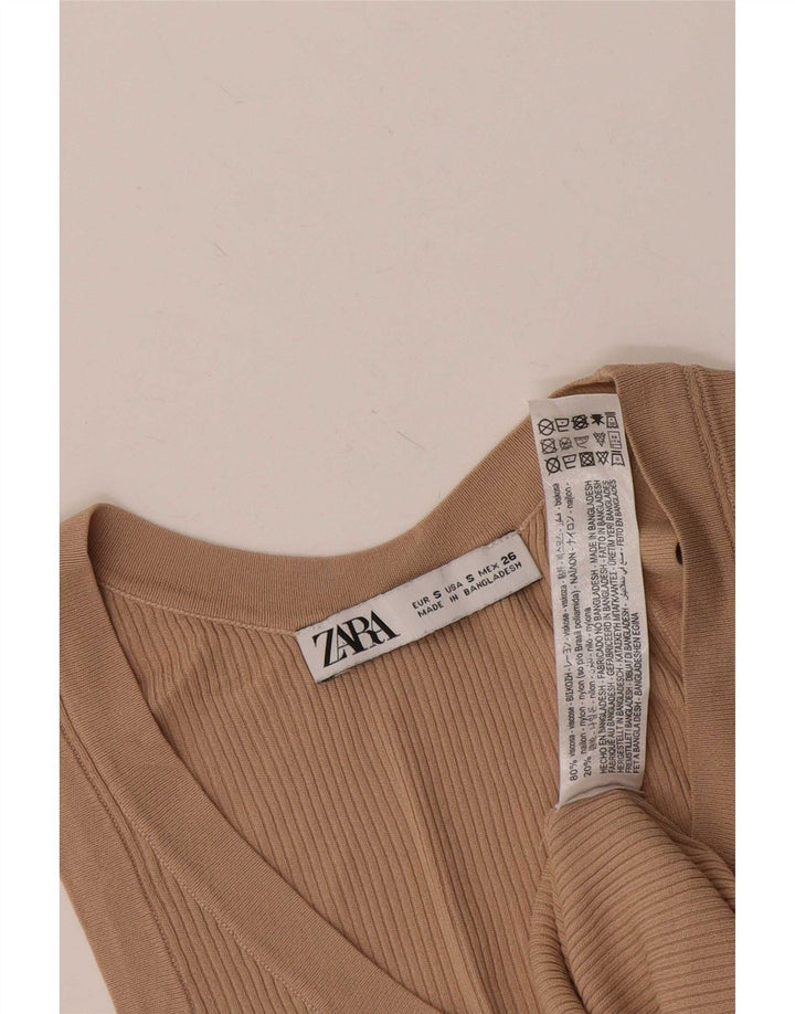 Zara Femme Débardeur UK 8 Small Beige Viscose