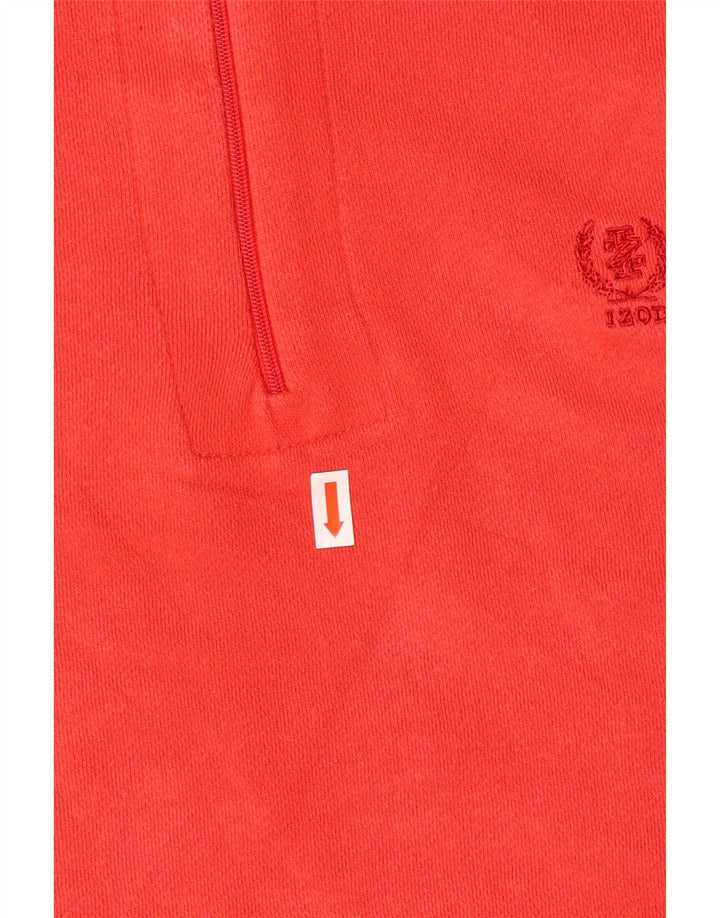 Izod Mens 1/4 Zip Sweatshirt Jumper Petit Rouge Coton