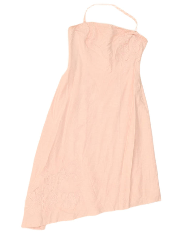 Oasis Robe dos nu asymétrique pour femme UK 42 Viscose florale rose moyen