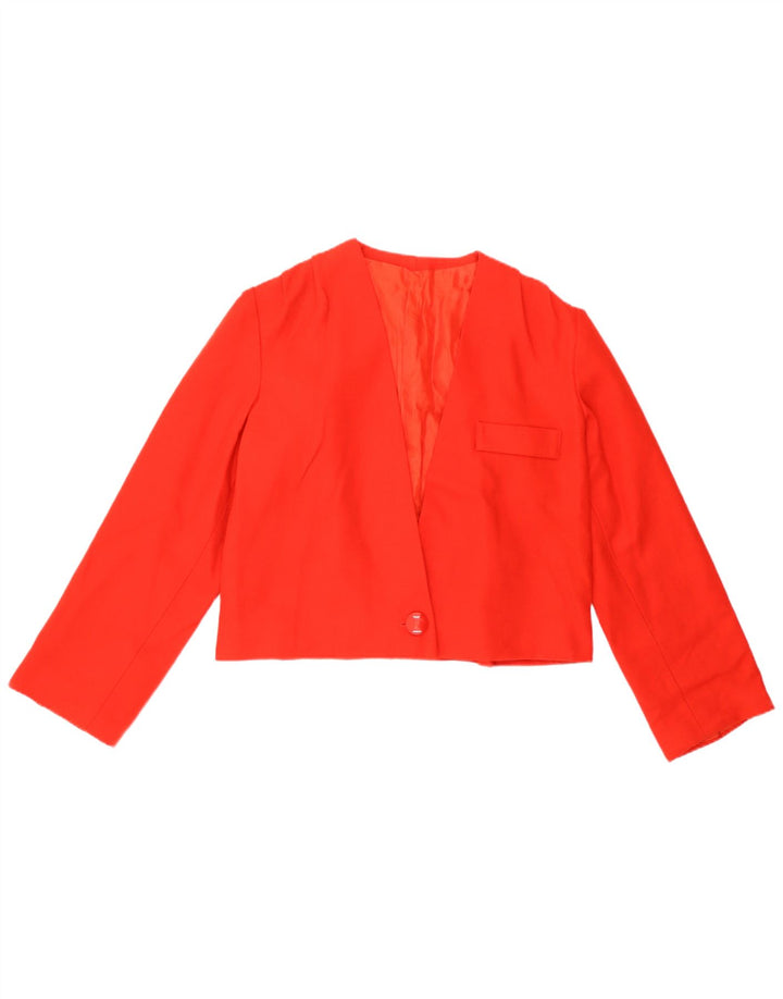 vintage Femmes 1 Bouton Crop Blazer Veste UK 8 Petit Rouge