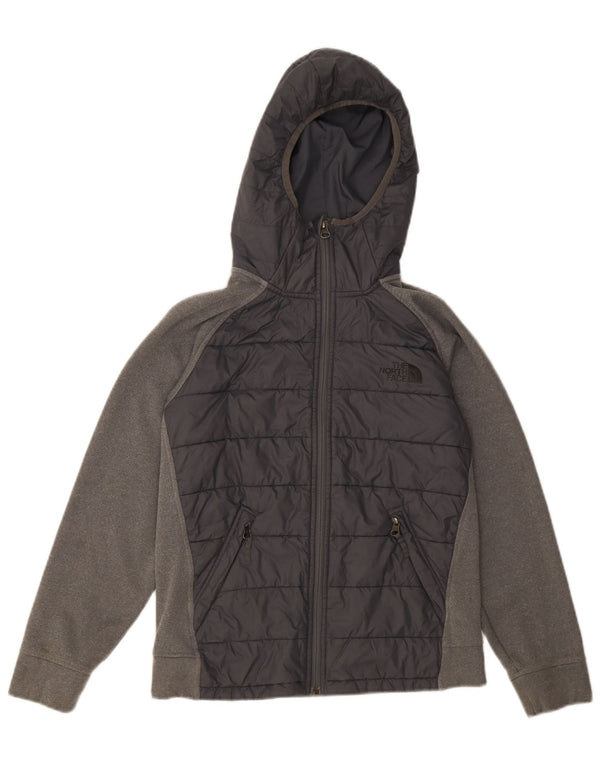 The North Face Boys Zip Hoodie Sweater 11-12 Years Large Grey Colourblock