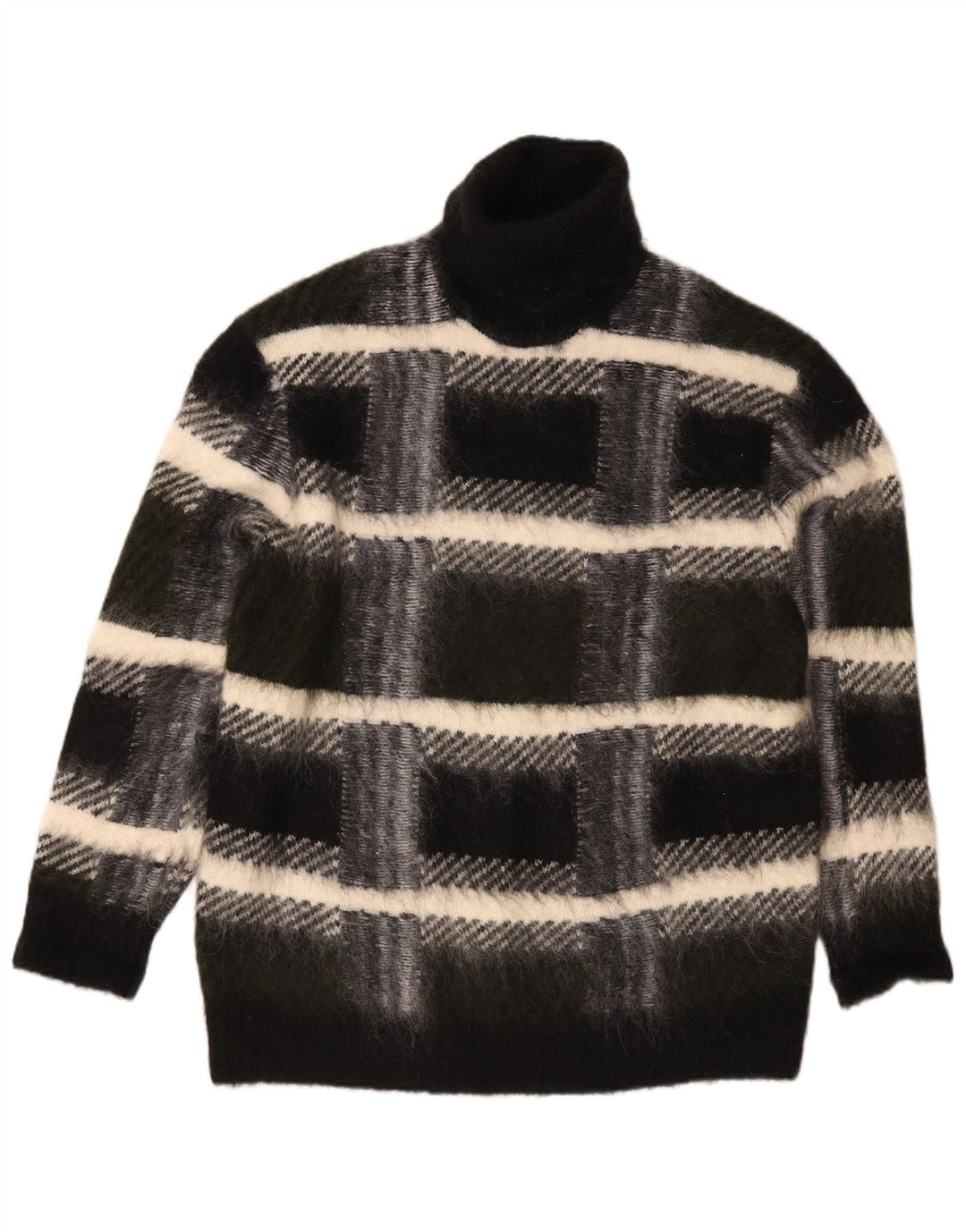 Cos Pull surdimensionné à col roulé pour femme UK 14 à carreaux noirs moyens